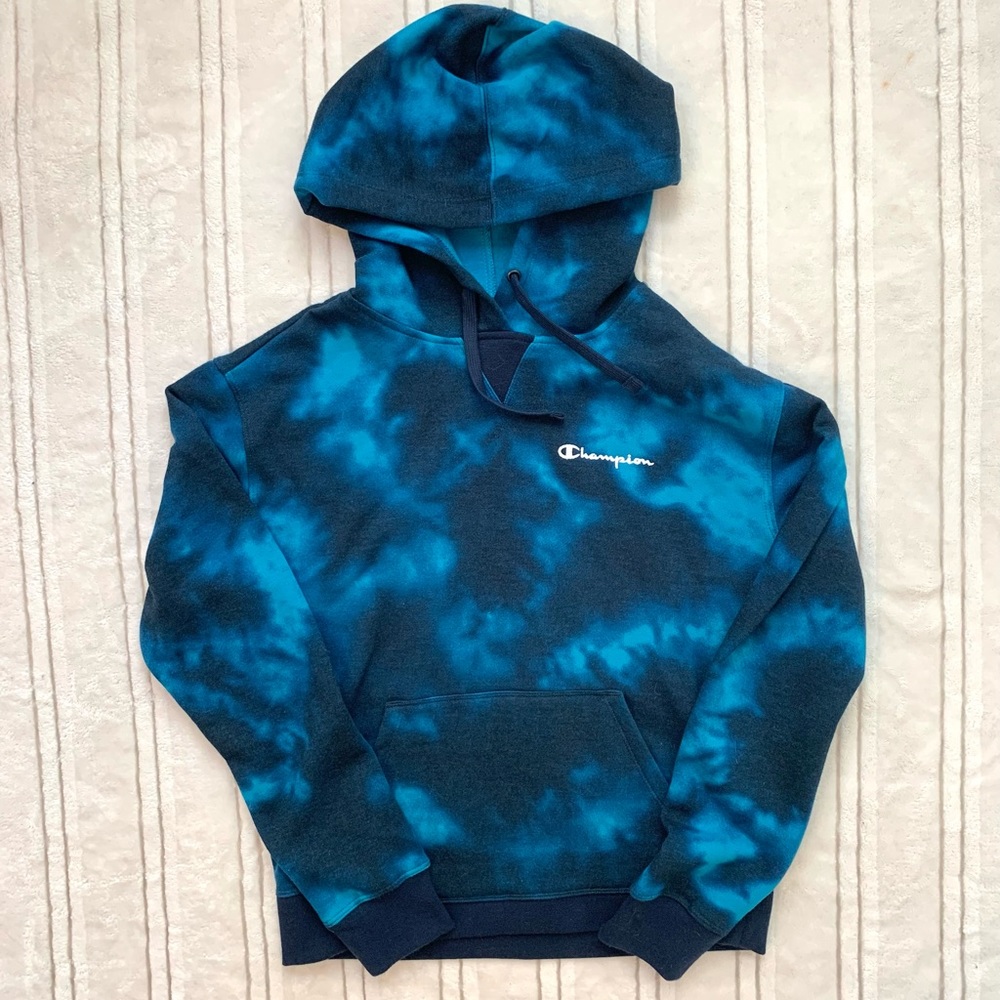 CHAMPION TIE DYE BLUE HOODIE